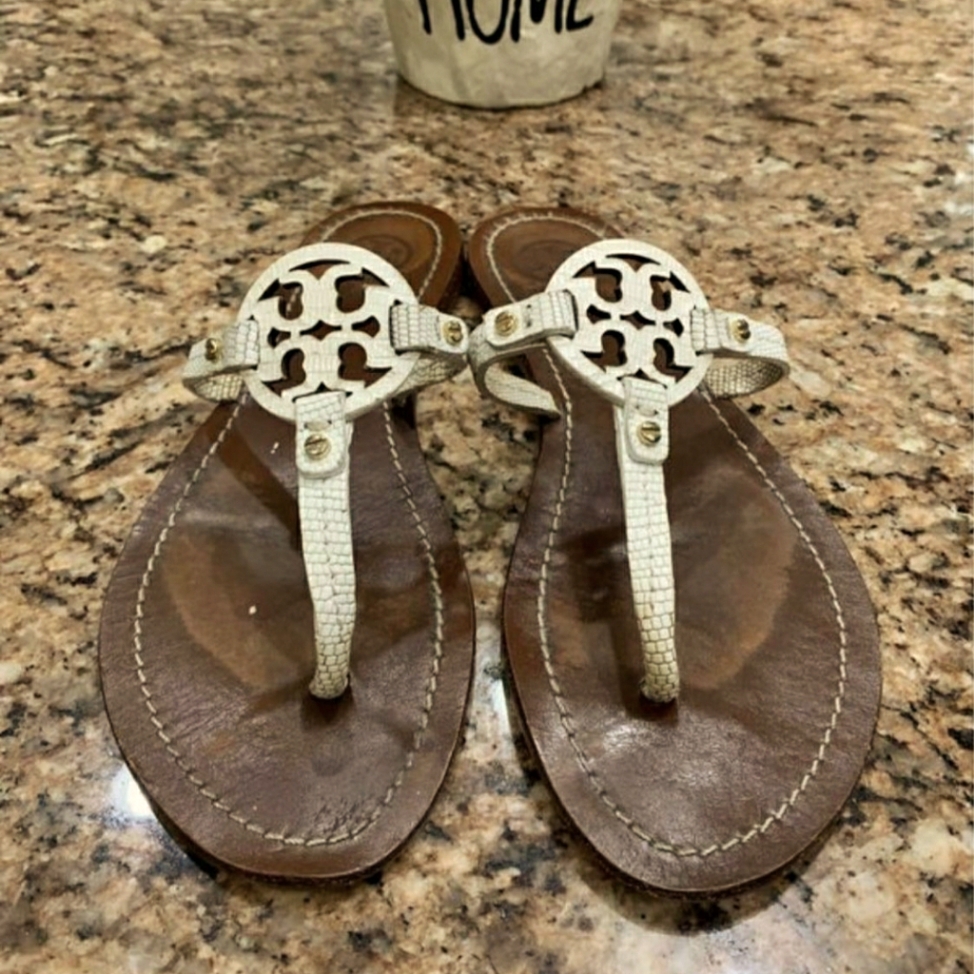 Tory Burch Designer White Sandals Thongs Size 7